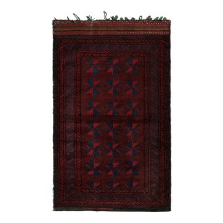 Rug & Kilim’s Baluch Tribal Rug With Burgundy and Navy Blue Geometric Patterns For Sale