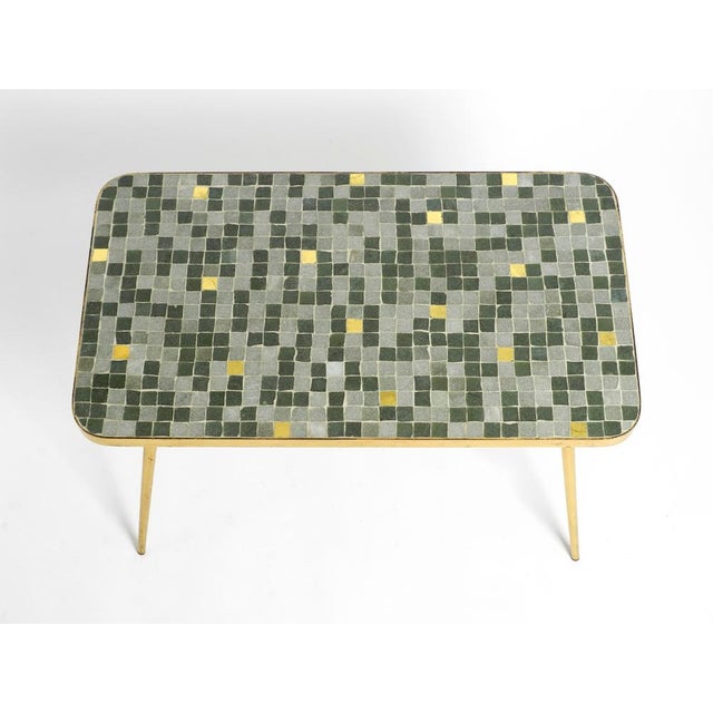 Mid-Century Modern Brass Side Table with Mosaic Surface by Münchener Zierspiegel, 1950s For Sale - Image 4 of 18