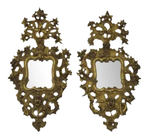18th century Italian Carved Wood Gilt Rococo Mirrors - a Pair