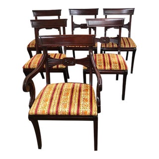 Mid 20th Century Regency Style Mahogany Dining Chairs- Set of 6 For Sale
