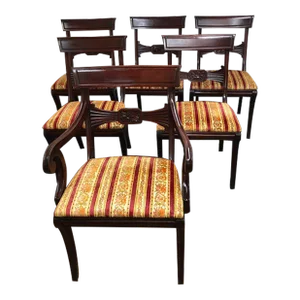 Mid 20th Century Regency Style Mahogany Dining Chairs- Set of 6