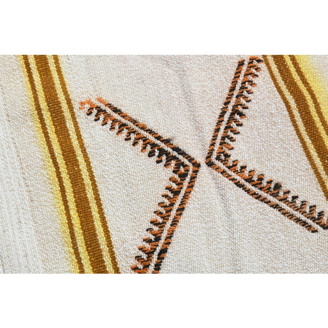 1970s Vintage Turkish Handmade Wool & Cotton White Runner Rug For Sale - Image 10 of 11