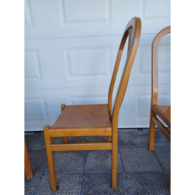 1980s Leather & Oak Chairs, 1980s, Set of 6 For Sale - Image 5 of 11