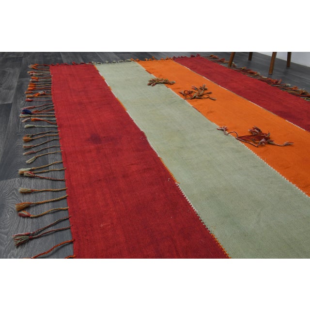 Vintage Turkish Oushak Handmade Wool Cotton Red Runner Rug For Sale In San Francisco - Image 6 of 11
