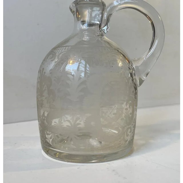 Holmegaard Antique Decanter in Etched Glass from Holmegaard, 1900s For Sale - Image 4 of 7