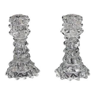 Set of 2 Candle Holder in Murano Rostrato Glass by Barovier E Toso, 1950 For Sale
