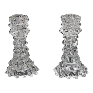 Set of 2 Candle Holder in Murano Rostrato Glass by Barovier E Toso, 1950