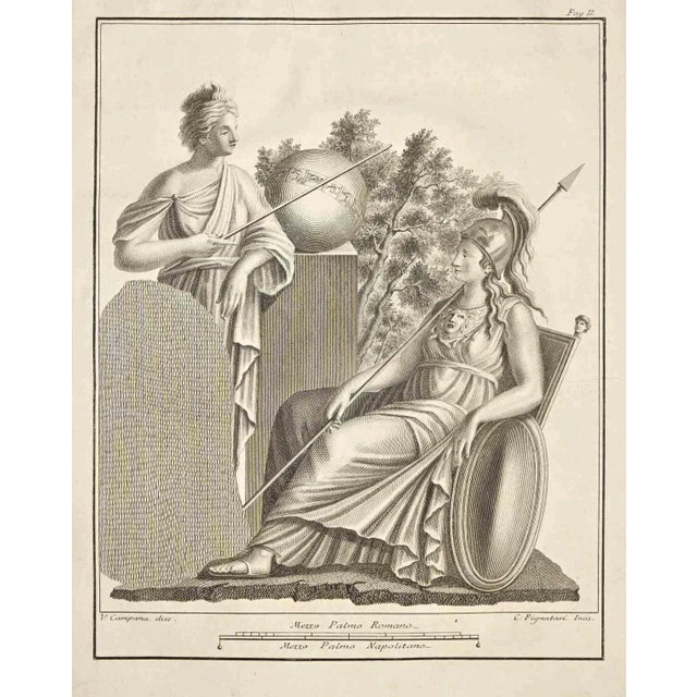 Ancient roman statues from the series "antiquities of herculaneum", is an original etching on paper realized by vincenzo...