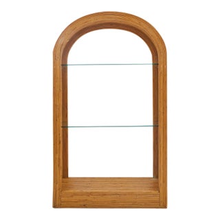 1970s Pencil Reed Etagere with 2 Glass Shelves For Sale