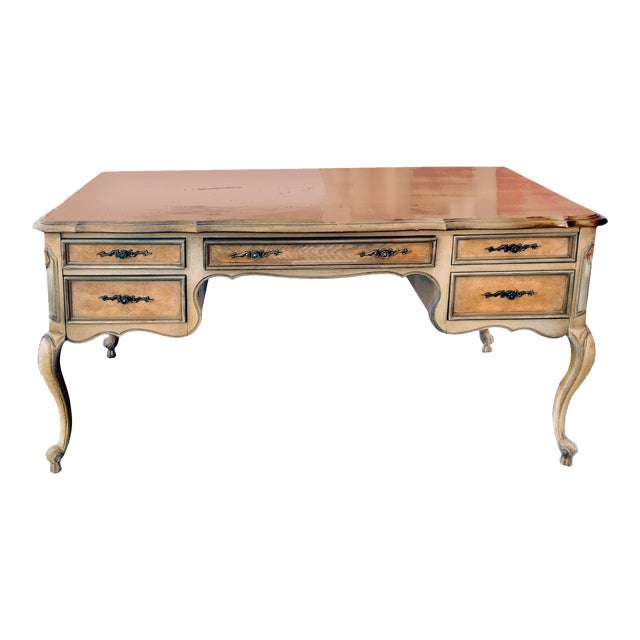 Hand Painted French Country Style 5 Drawer Writing Desk & Scalloped
