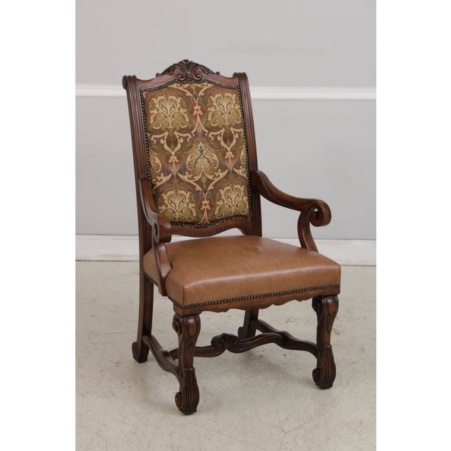 Age: Approx: 30 Years Old Details: Light Factory Distressing Tapestry Back Upholstery On Armchairs Fine Carved Details...