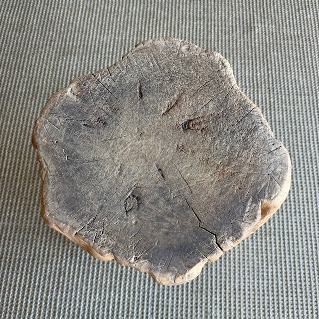 Brown Vintage Elm Wood Chop Block Table For Sale - Image 8 of 8