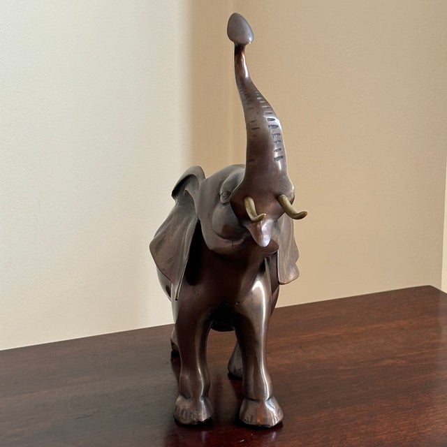 Large Mid-20th Century Brass Elephant Sculpture W/ Bronze Patinated Finish For Sale - Image 10 of 11