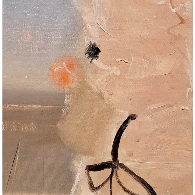 Textile Igor Pantuhoff -Portrait Red Haired Girl W/Big Eyes & a Pink Jacket-1960s Oil Painting For Sale - Image 7 of 10