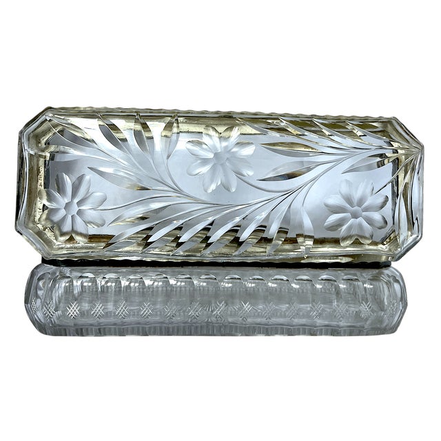 Late 19th Century Antique 1890s Large Pairpoint American Brilliant Cut Glass Rectangular Viscaria Box For Sale - Image 5 of 9