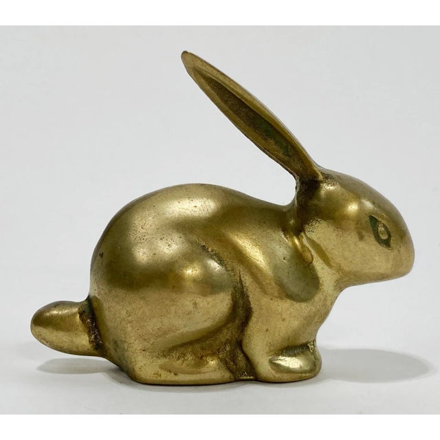 Vintage Brass Rabbit Paper Weight For Sale - Image 4 of 6