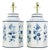 Pair of Vintage Blue and White Hand-Painted Hexagon Tole Tea Caddy Table Lamps For Sale