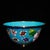 This vibrant vintage tea bowl is a beautiful example of cloisonné enamel artistry. The exterior features a bright...