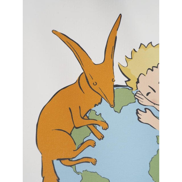 Antoine De Saint-Exupery, Le Petit Prince et le renard protègent la Terre, Lithograph For Sale - Image 4 of 7