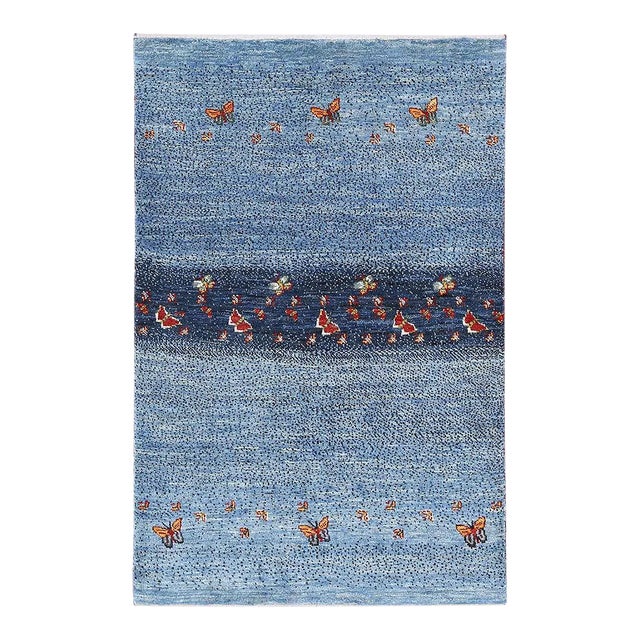 Light Blue Fine Hand Knotted Persian Gabbeh For Sale