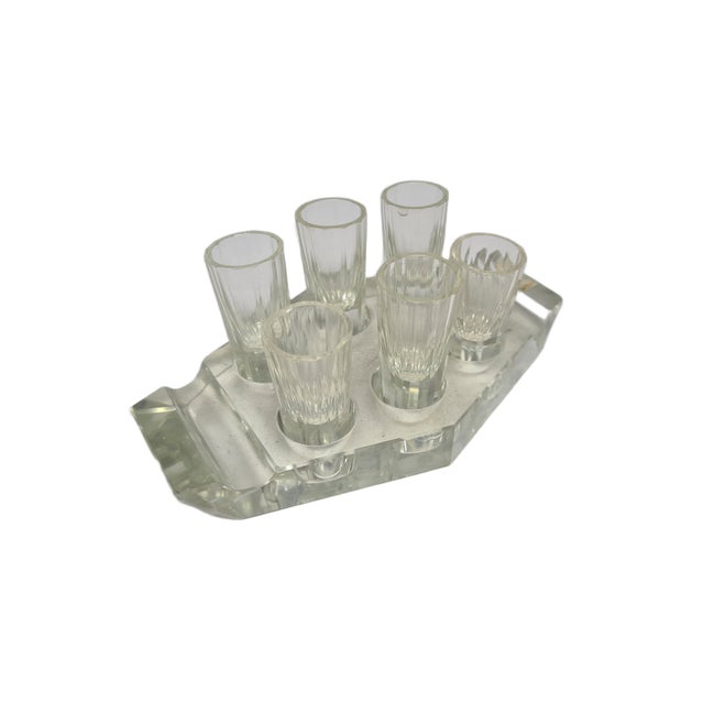 Art Deco Vodka Shot Glasses from Hortensja Glassworks, Poland, 1950s, Set of 7 For Sale - Image 11 of 18