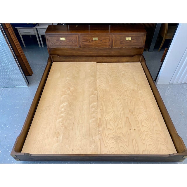 Vintage Henredon Campaign Scene One King Platform Bed Chairish