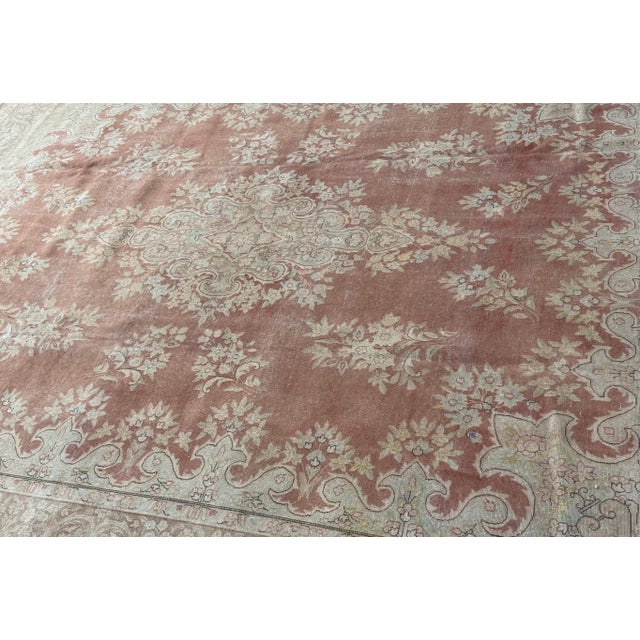9ft 10in × 12ft 6in Kirman Design Hand-Knotted Wool Area Rug For Sale In San Francisco - Image 6 of 12