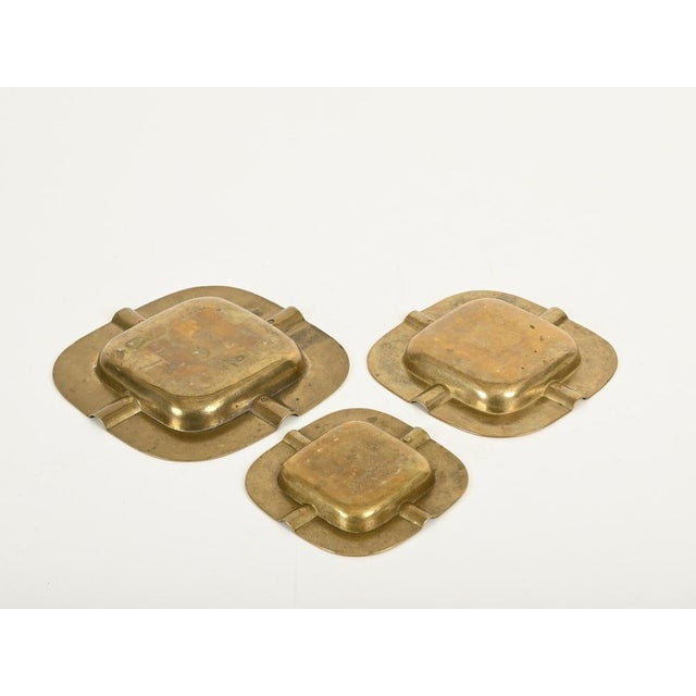 Italian Sculptural Brass Ashtrays by Carl Auböck, 1970s, Set of 3 For Sale - Image 13 of 15