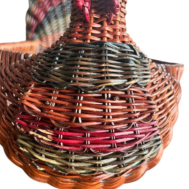 Vintage Turkey Wicker Weaved Farmhouse Basket Set Brown Red - Set of 2 For Sale - Image 4 of 7