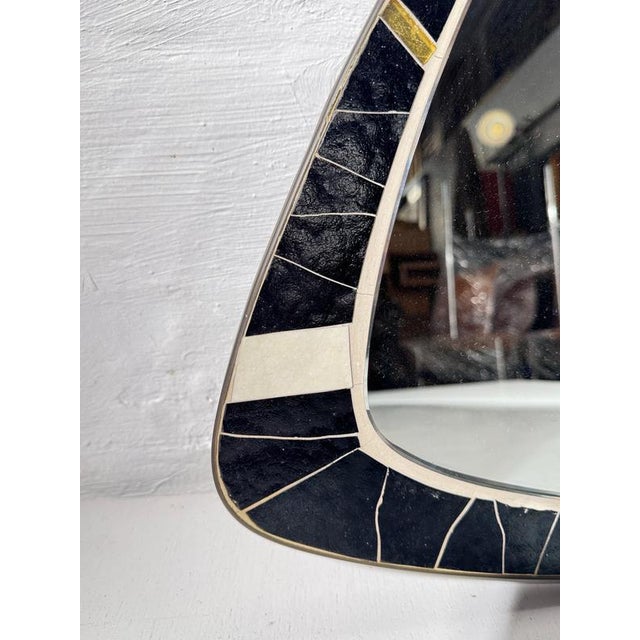 Mid-Century Modern Asymmetrical Mosaic and Brass Free-Form Mirror from Muller, 1950s For Sale - Image 9 of 18