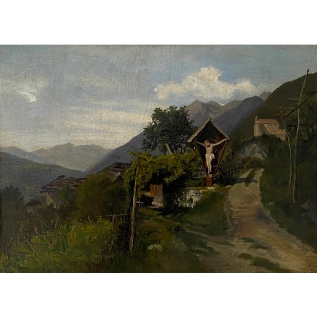 Late 19th Century Continental Italian Village Oil Painting, Framed For Sale - Image 4 of 7