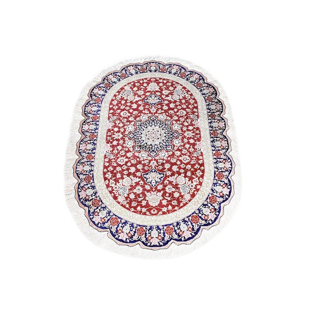 Ghom Silk Rug in Crimson For Sale - Image 13 of 14