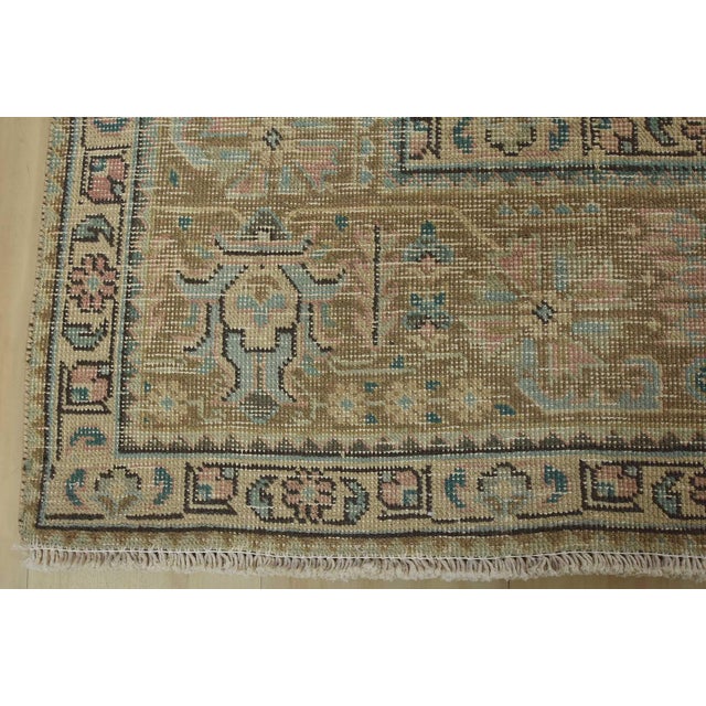 Tabriz Rug 7’11” X 11’3” Pink Wool Vintage Distressed Hand-Knotted Carpet For Sale - Image 12 of 15
