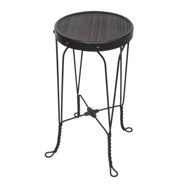 American Vintage Counter Height Ice Cream Parlor Style Wrought Iron Stool For Sale - Image 3 of 8