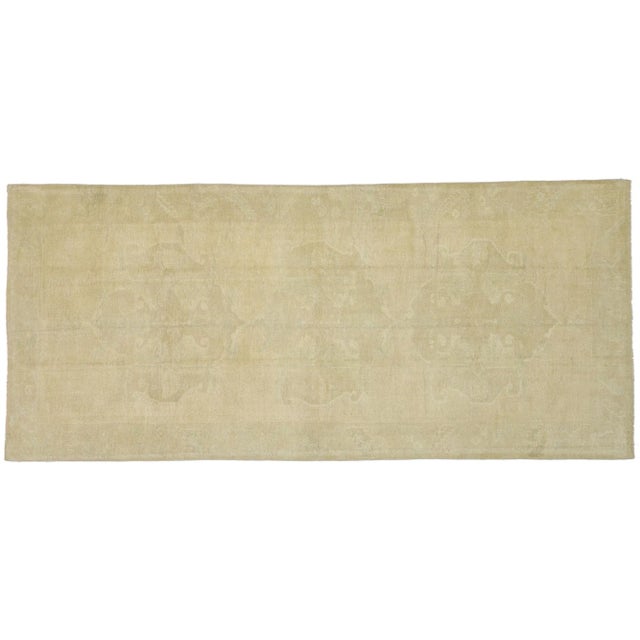 Khaki Vintage Turkish Oushak Rug, Wide Hallway Runner - 04'11 X 10'11 For Sale - Image 8 of 9