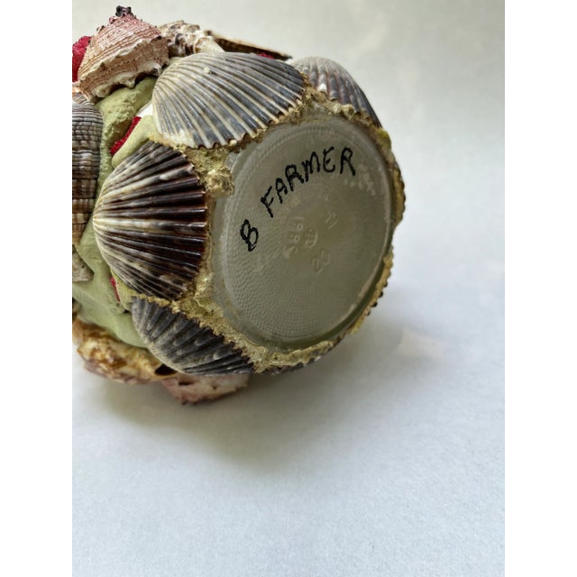 Vintage Seashell Encrusted Glass Vase For Sale - Image 6 of 7