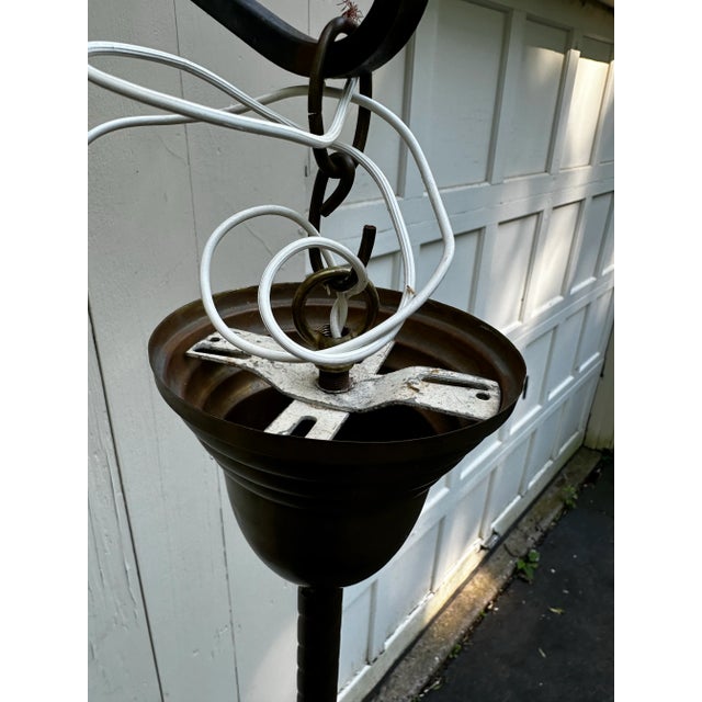 Vintage Glass and Brass Gas Fixture For Sale - Image 10 of 11