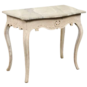 18th Century Swedish Wood & Hand-Painted Faux Marble-Top Console Table