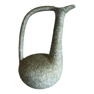 Vintage Mid Century Modern Textured Studio Pottery Turquoise Pitcher Vase