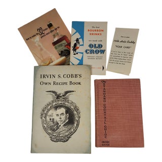 Vintage Cocktails Books--Crosby Gaige Guide and Irvin S. Cobb Recipe Book + Mixology Ephemera For Sale
