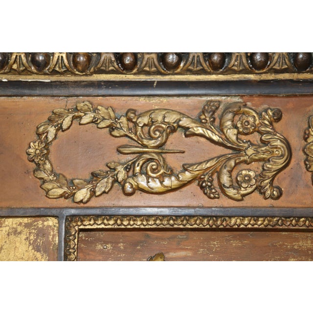 Superb Distressed Gilded Paint Decorated Figural Neoclassical Mirror With Swans For Sale - Image 11 of 12