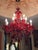 2010s 3p Ruby Red Baroque Rococo Revival European Imprt Glass Chandelier Sconce Set For Sale - Image 5 of 8