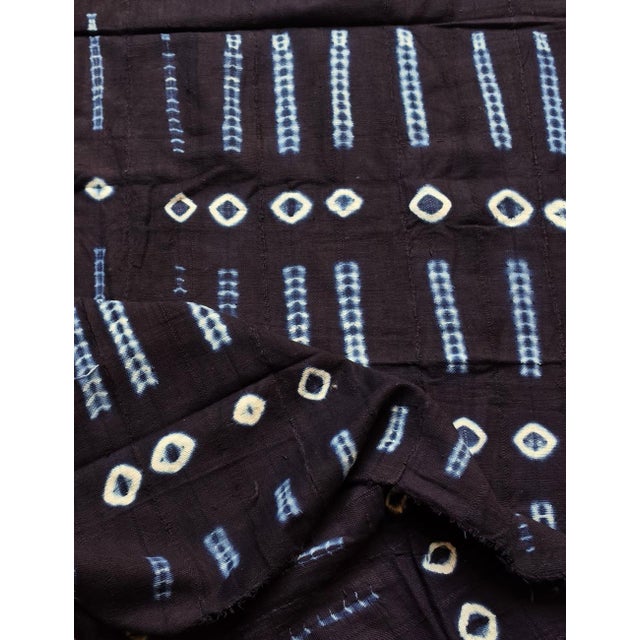 Tribal Indigo Mudcloth From Mali - 4.1 X 3.9 Ft For Sale - Image 3 of 6