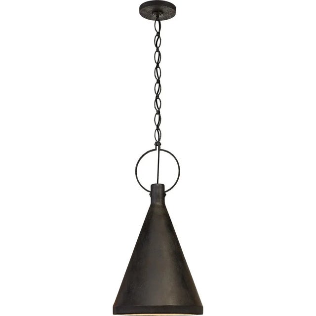 Limoges Medium Tall Pendant in Natural Rust with Aged Iron Shade Designer: Suzanne Kasler Canopy: 5.5" Round Mounting:...