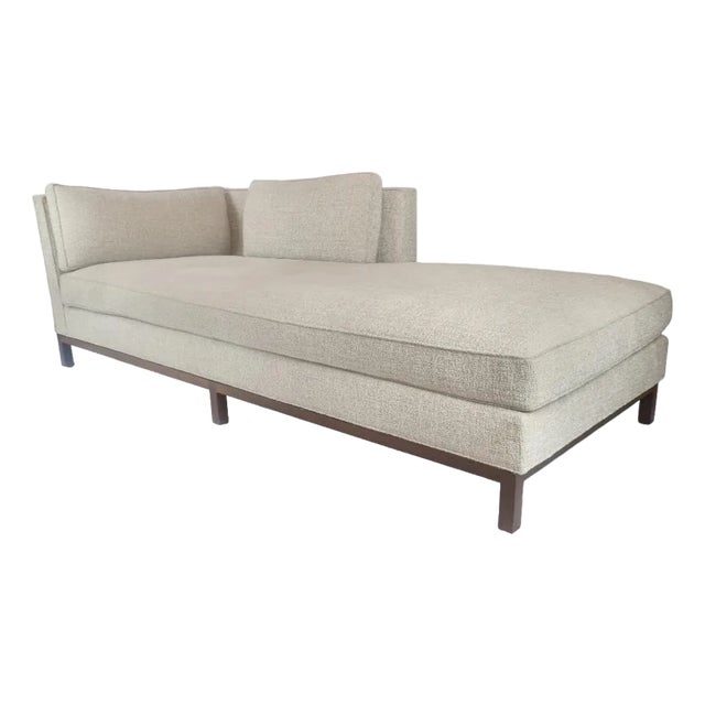 Vintage Edward Wormley Extra Long Chaise Reupholstered in Boucle Fabric For Sale