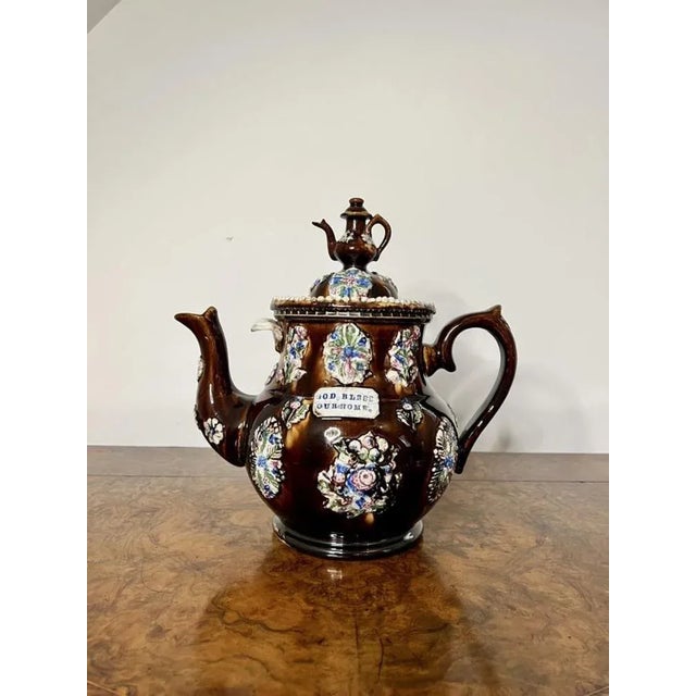 Blue Large Antique Bargeware Tea Pot, 1900s For Sale - Image 8 of 8