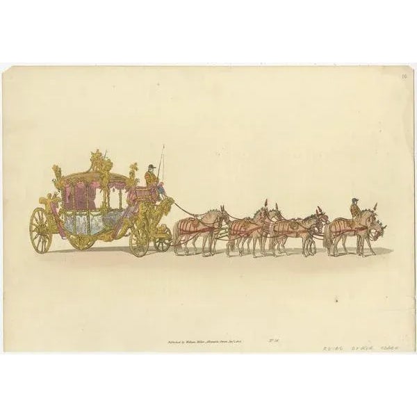 Antique print of the state carriage of George III. This print originates from 'The Costume of Great Britain' by William...