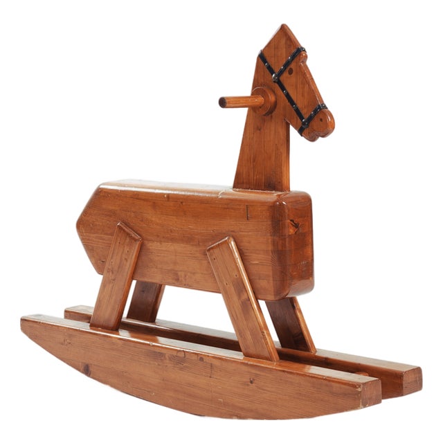 Large Vintage Dutch Rocking Horse in Pine, 1960s For Sale