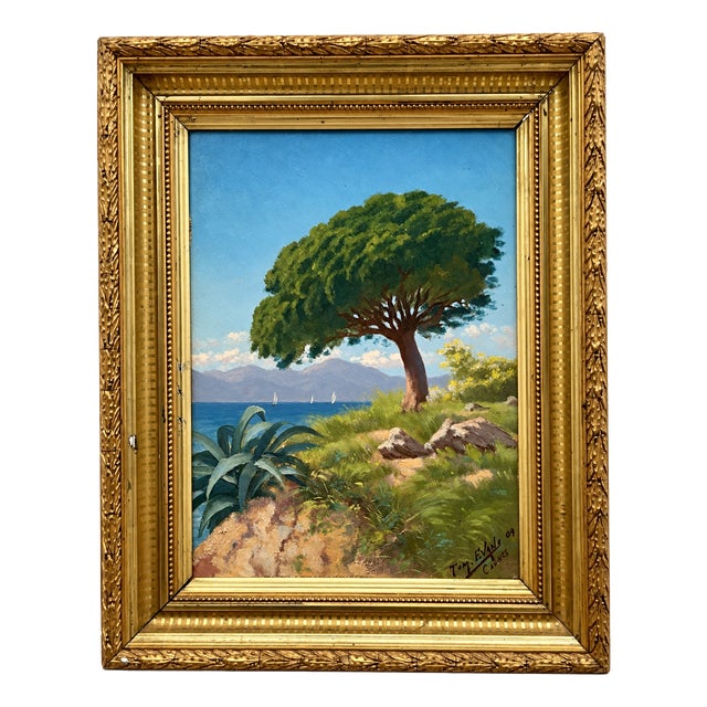 Tom Evans, Cannes La Bocca, 1890s, Oil on Panel For Sale