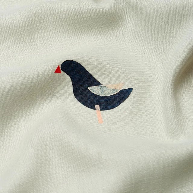 Schumacher SAMPLE - Schumacher X Caroline Z Hurley Birds Hand Block Print Fabric In Black On Natural For Sale - Image 4 of 7